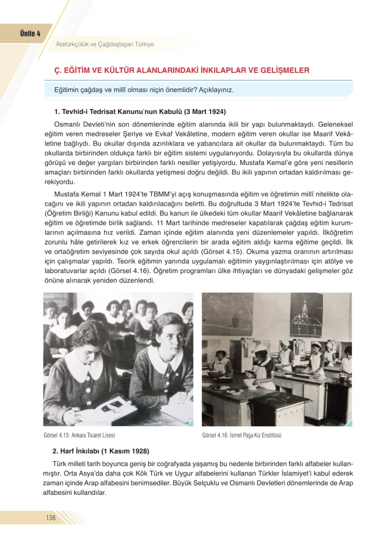8. Sınıf İnkılap Tarihi Ders Kitabı Cevapları Semih Ofset S.E.K. Yayınları Sayfa 138