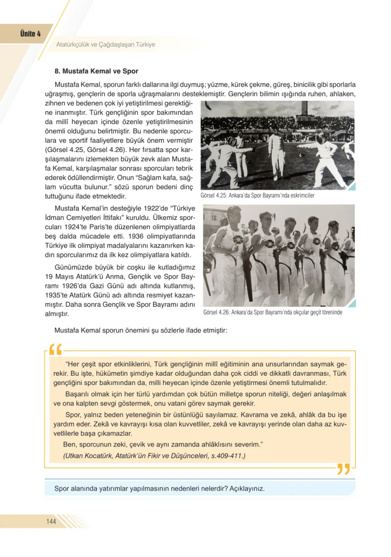 8. Sınıf İnkılap Tarihi Ders Kitabı Cevapları Semih Ofset S.E.K. Yayınları Sayfa 144