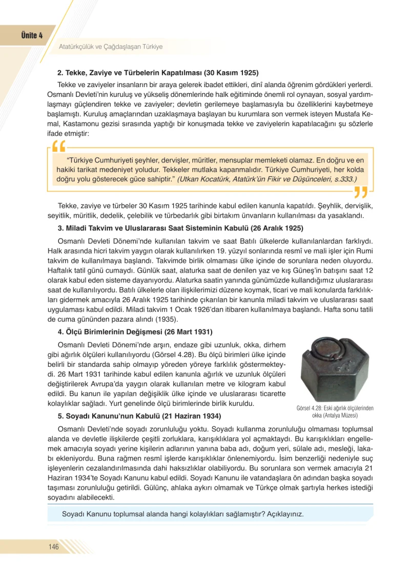 8. Sınıf İnkılap Tarihi Ders Kitabı Cevapları Semih Ofset S.E.K. Yayınları Sayfa 146