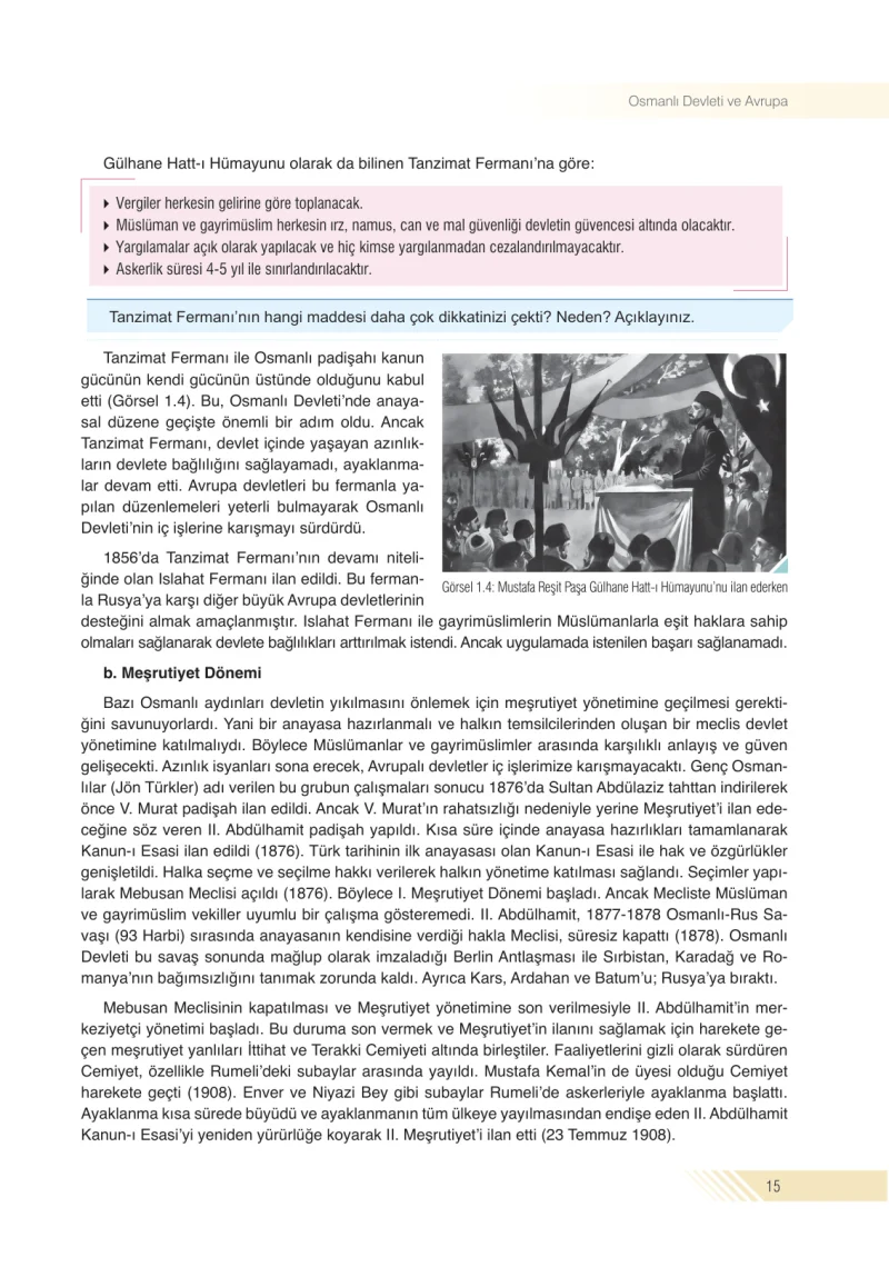 8. Sınıf İnkılap Tarihi Ders Kitabı Cevapları Semih Ofset S.E.K. Yayınları Sayfa 15