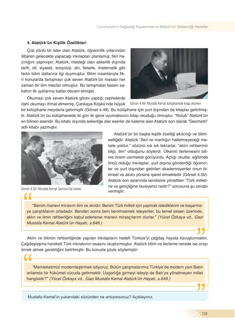8. Sınıf İnkılap Tarihi Ders Kitabı Cevapları Semih Ofset S.E.K. Yayınları Sayfa 159