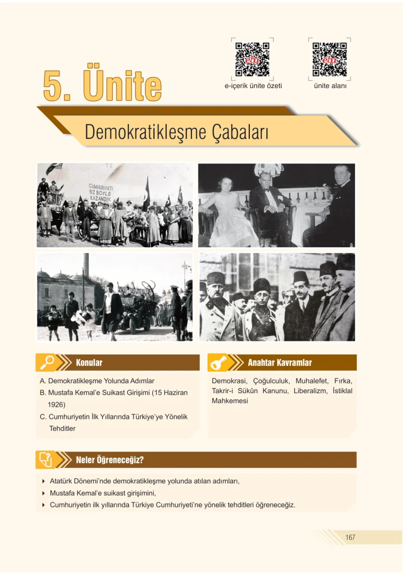 8. Sınıf İnkılap Tarihi Ders Kitabı Cevapları Semih Ofset S.E.K. Yayınları Sayfa 167