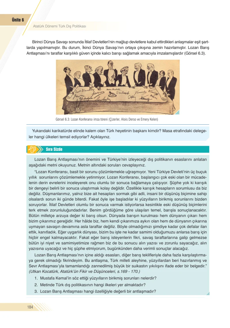 8. Sınıf İnkılap Tarihi Ders Kitabı Cevapları Semih Ofset S.E.K. Yayınları Sayfa 184