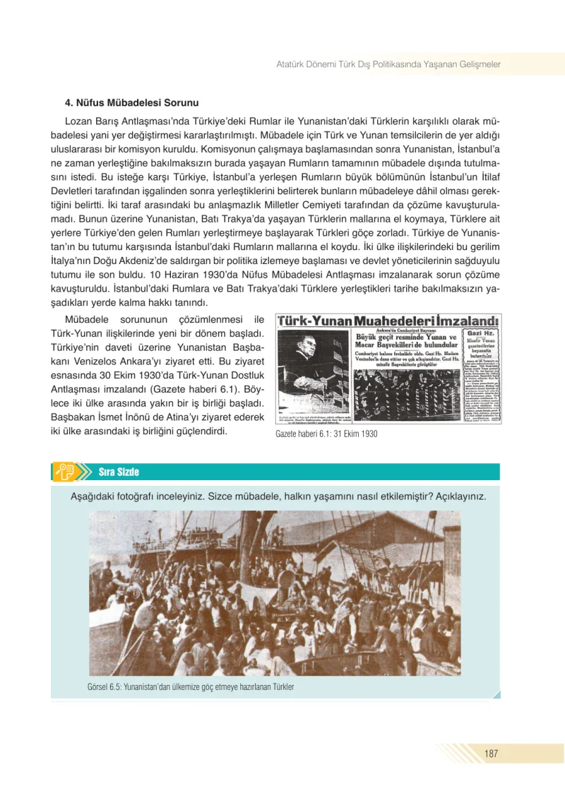 8. Sınıf İnkılap Tarihi Ders Kitabı Cevapları Semih Ofset S.E.K. Yayınları Sayfa 187