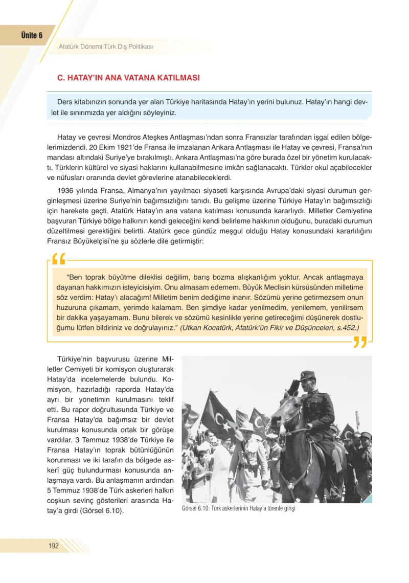 8. Sınıf İnkılap Tarihi Ders Kitabı Cevapları Semih Ofset S.E.K. Yayınları Sayfa 192