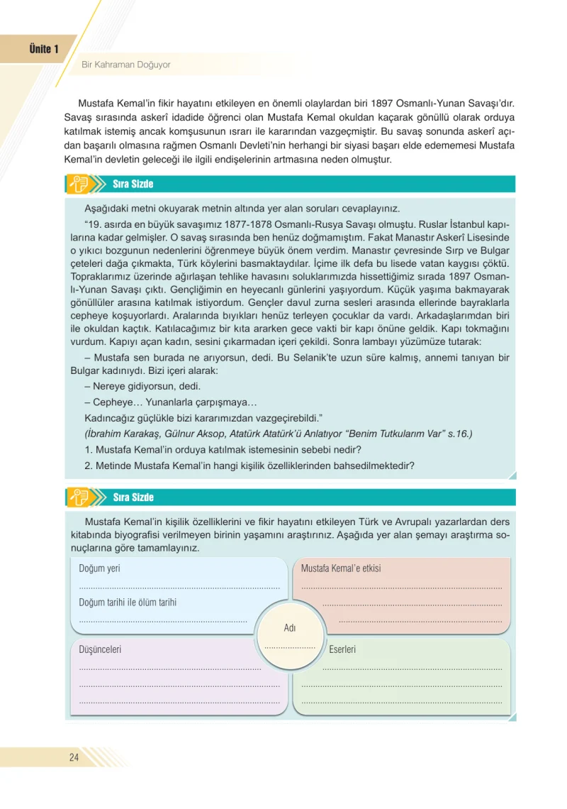 8. Sınıf İnkılap Tarihi Ders Kitabı Cevapları Semih Ofset S.E.K. Yayınları Sayfa 24