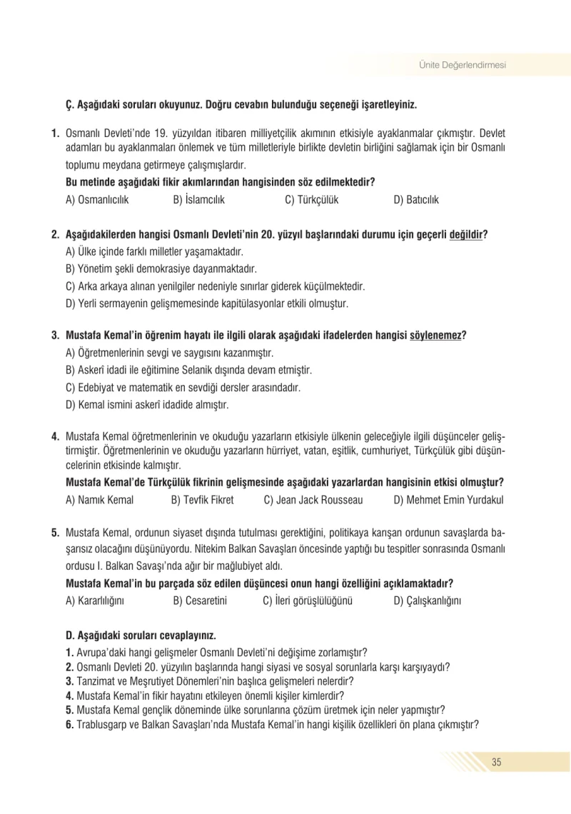 8. Sınıf İnkılap Tarihi Ders Kitabı Cevapları Semih Ofset S.E.K. Yayınları Sayfa 35