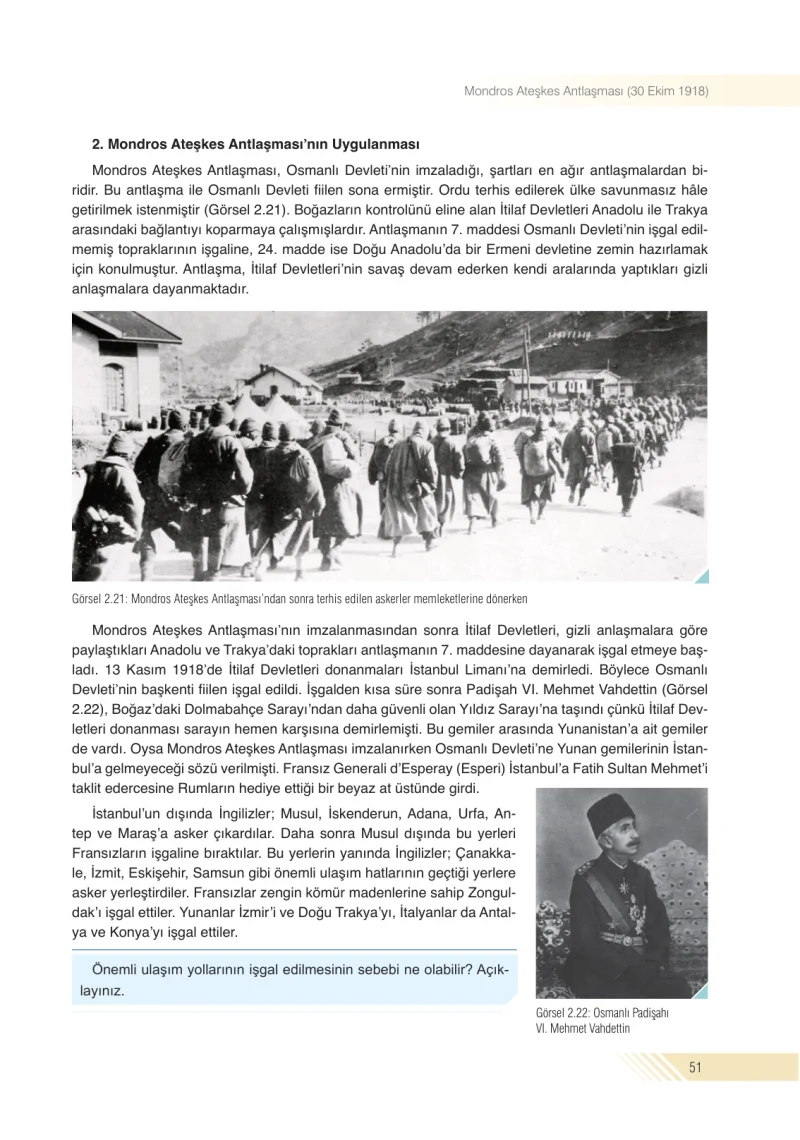 8. Sınıf İnkılap Tarihi Ders Kitabı Cevapları Semih Ofset S.E.K. Yayınları Sayfa 51