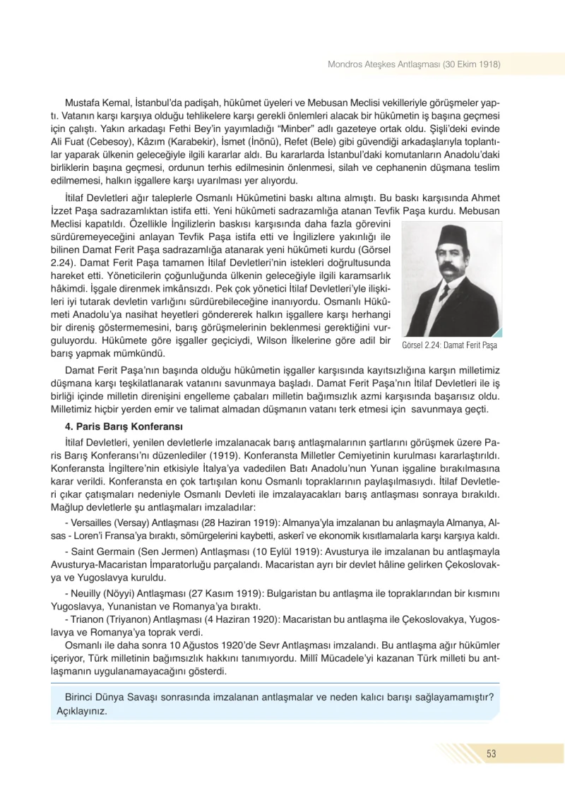 8. Sınıf İnkılap Tarihi Ders Kitabı Cevapları Semih Ofset S.E.K. Yayınları Sayfa 53