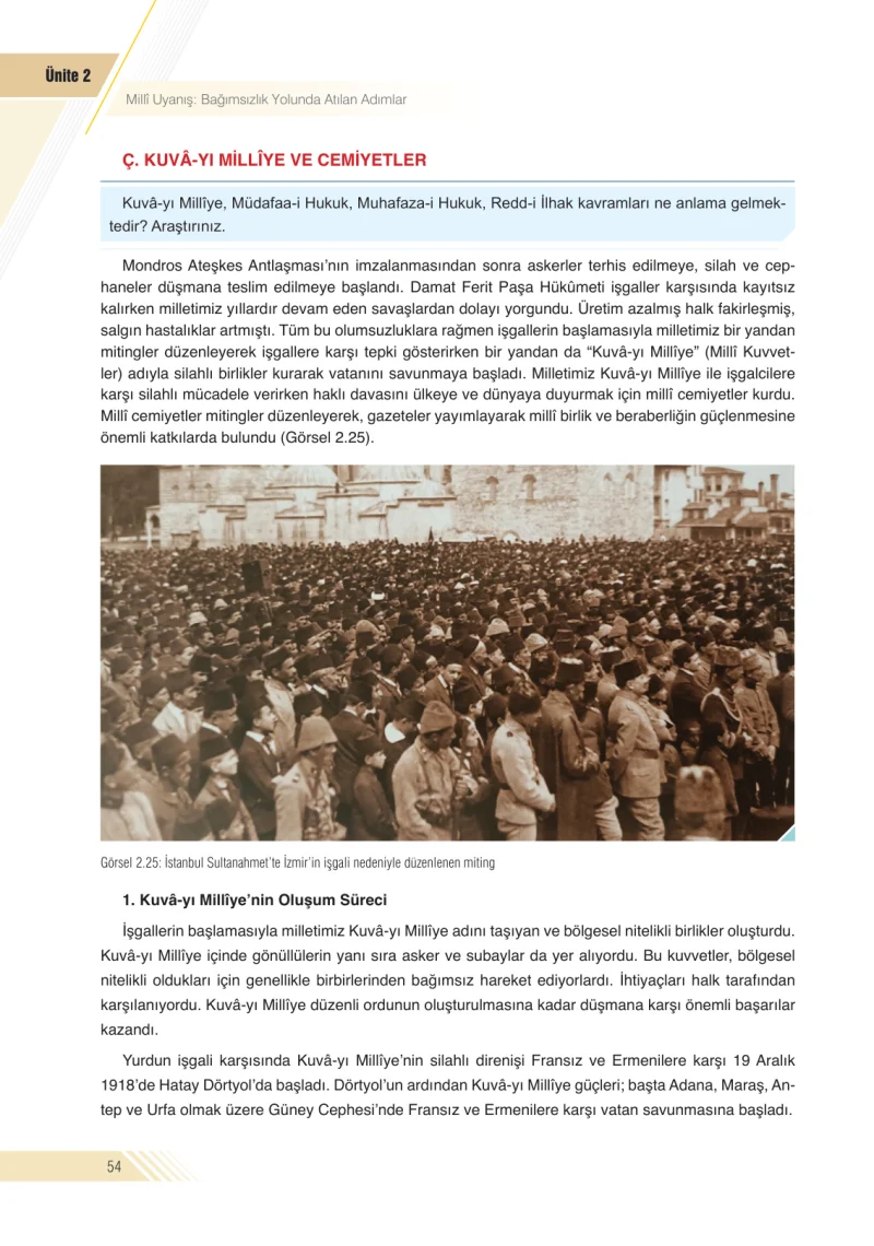 8. Sınıf İnkılap Tarihi Ders Kitabı Cevapları Semih Ofset S.E.K. Yayınları Sayfa 54
