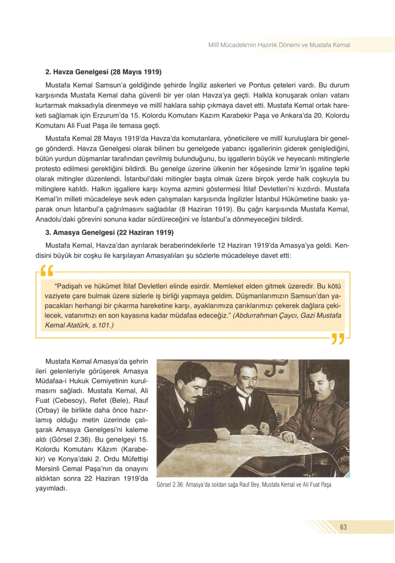 8. Sınıf İnkılap Tarihi Ders Kitabı Cevapları Semih Ofset S.E.K. Yayınları Sayfa 63