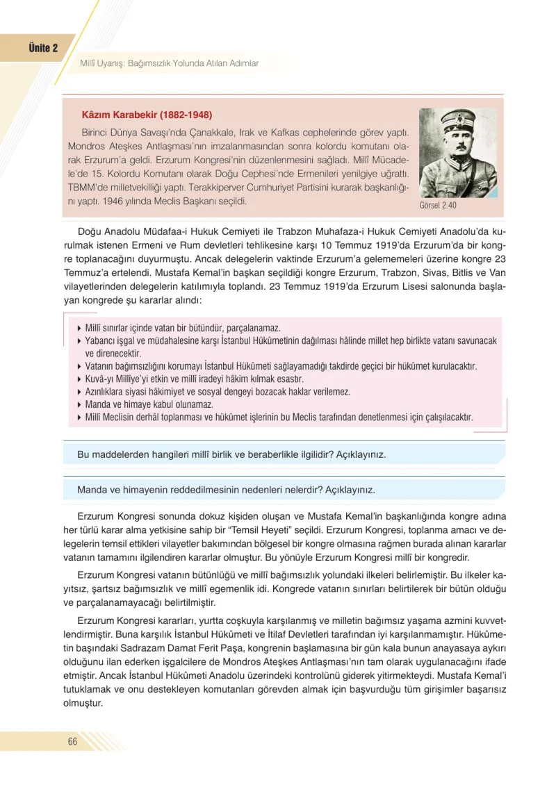 8. Sınıf İnkılap Tarihi Ders Kitabı Cevapları Semih Ofset S.E.K. Yayınları Sayfa 66
