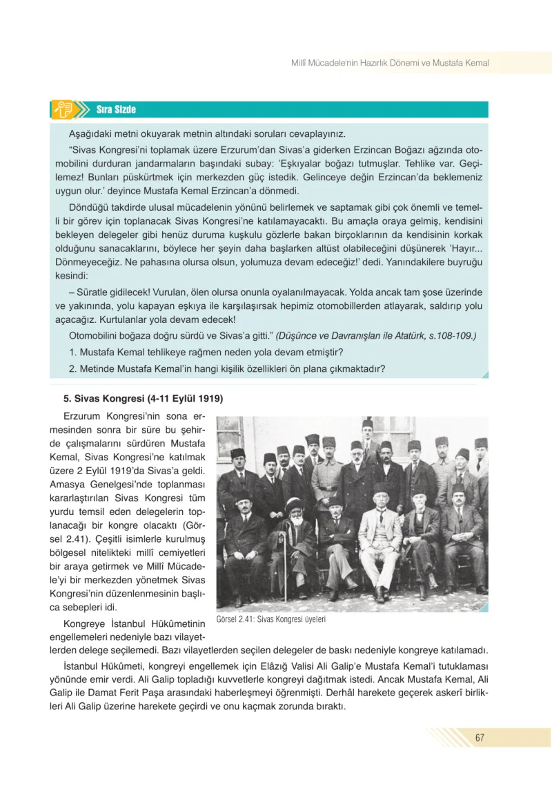 8. Sınıf İnkılap Tarihi Ders Kitabı Cevapları Semih Ofset S.E.K. Yayınları Sayfa 67