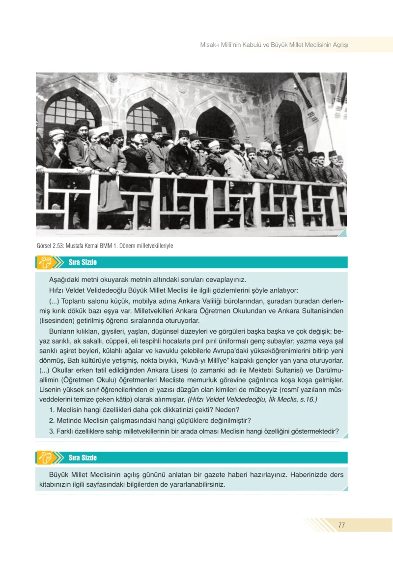 8. Sınıf İnkılap Tarihi Ders Kitabı Cevapları Semih Ofset S.E.K. Yayınları Sayfa 77