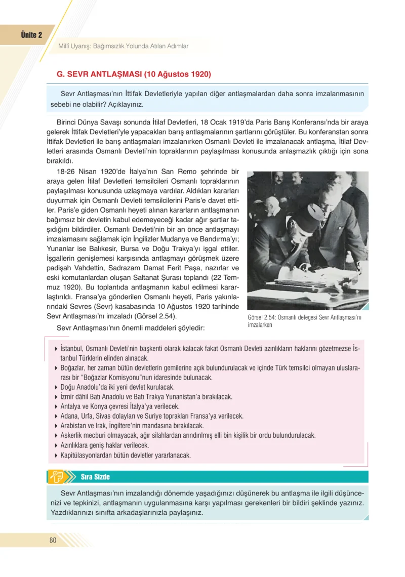 8. Sınıf İnkılap Tarihi Ders Kitabı Cevapları Semih Ofset S.E.K. Yayınları Sayfa 80