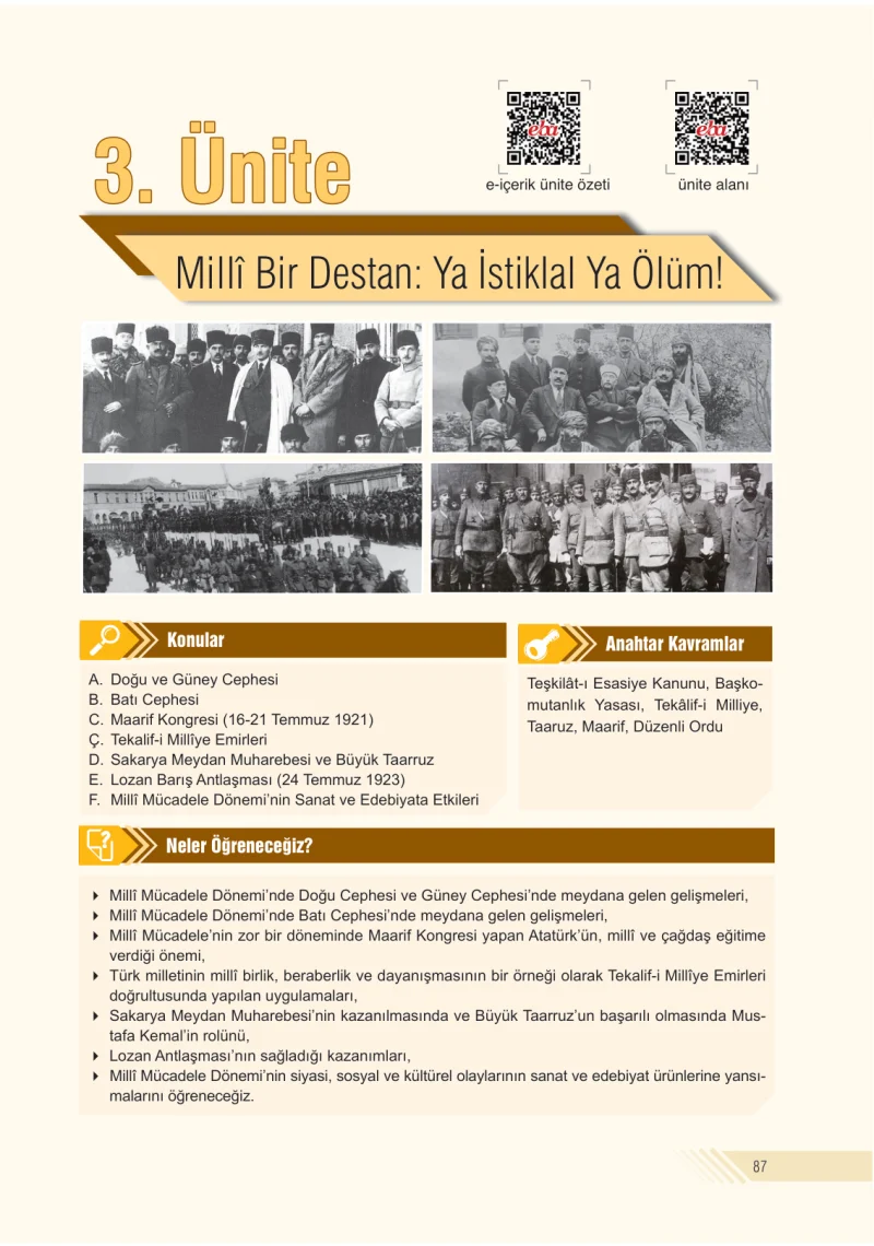 8. Sınıf İnkılap Tarihi Ders Kitabı Cevapları Semih Ofset S.E.K. Yayınları Sayfa 87