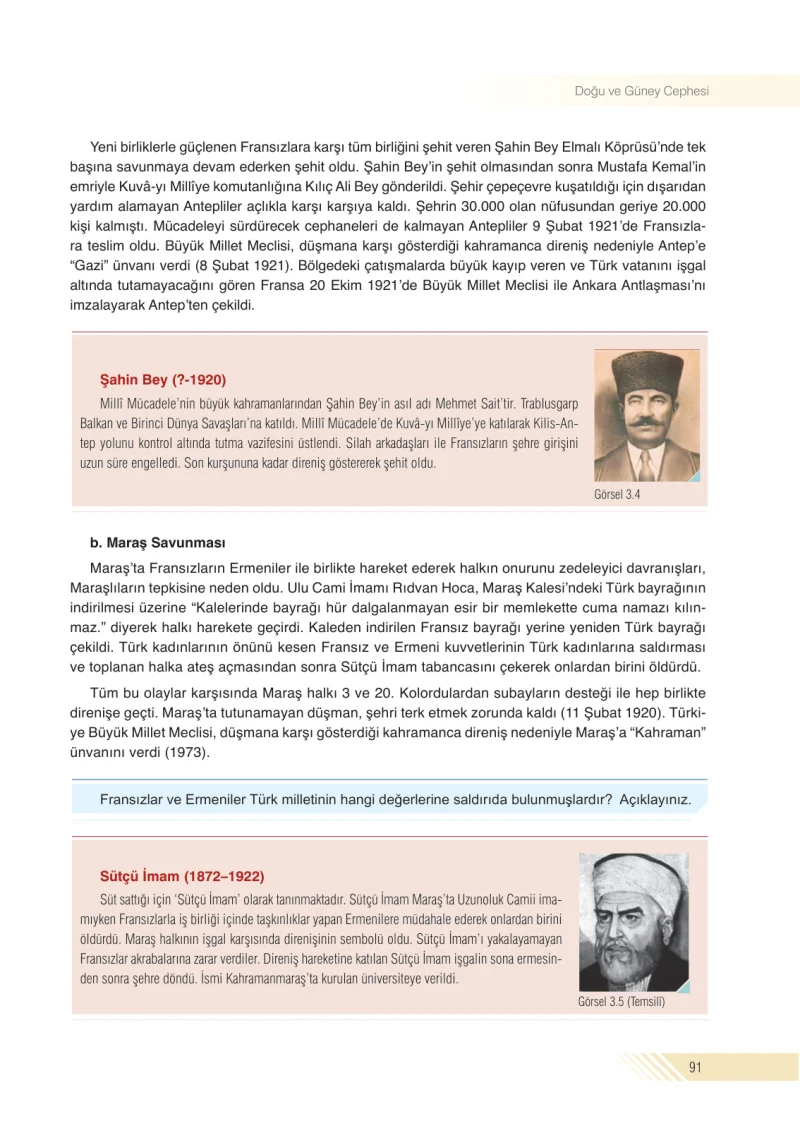 8. Sınıf İnkılap Tarihi Ders Kitabı Cevapları Semih Ofset S.E.K. Yayınları Sayfa 91