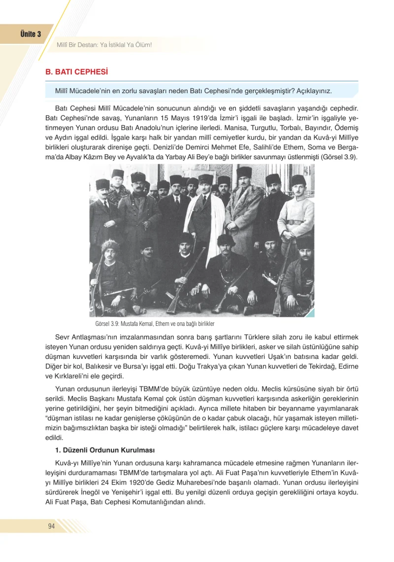 8. Sınıf İnkılap Tarihi Ders Kitabı Cevapları Semih Ofset S.E.K. Yayınları Sayfa 94