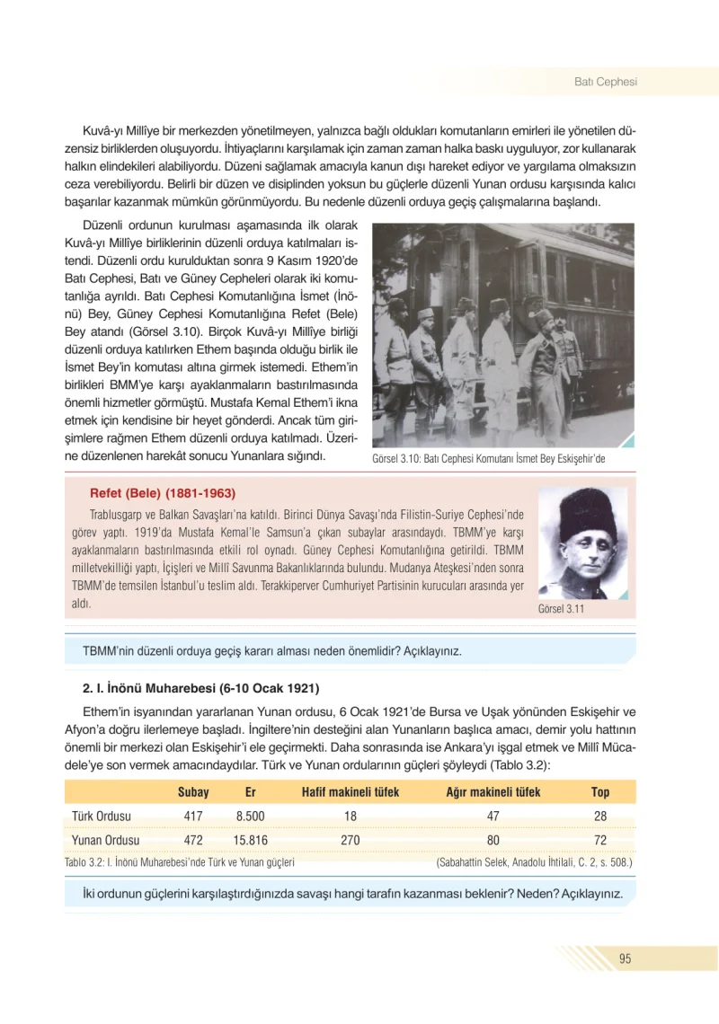 8. Sınıf İnkılap Tarihi Ders Kitabı Cevapları Semih Ofset S.E.K. Yayınları Sayfa 95