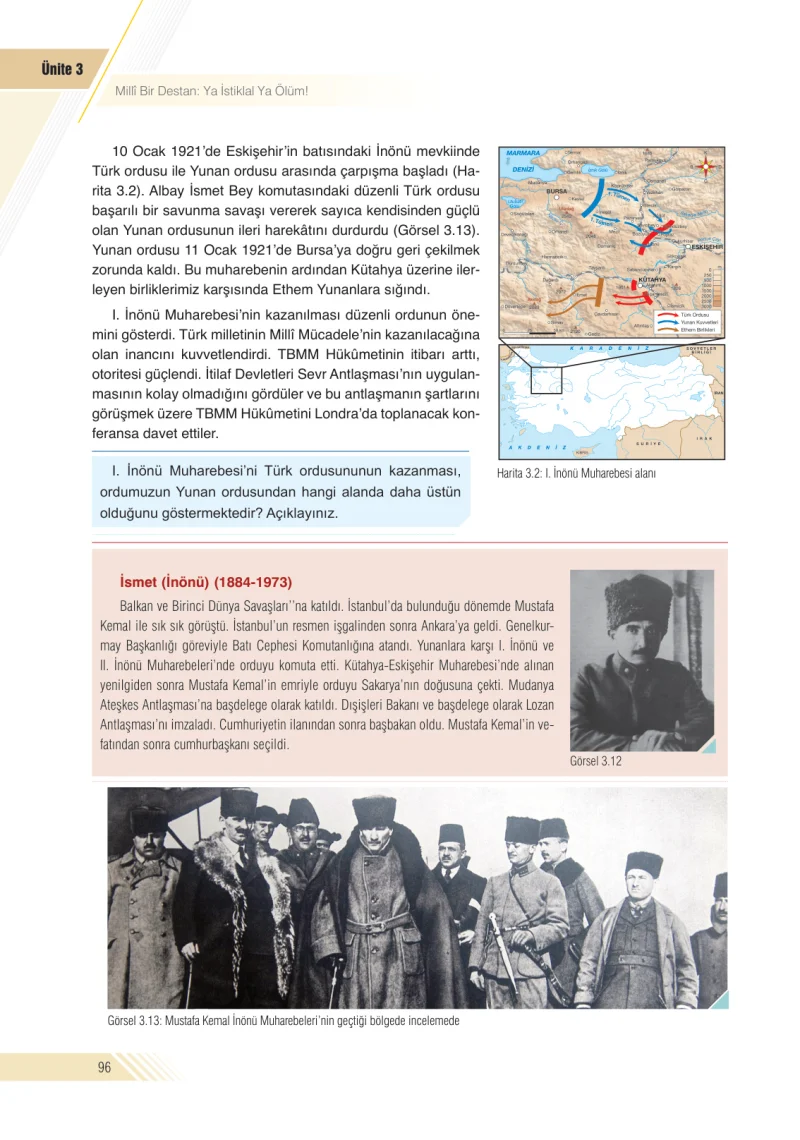 8. Sınıf İnkılap Tarihi Ders Kitabı Cevapları Semih Ofset S.E.K. Yayınları Sayfa 96