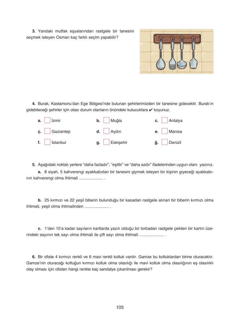 8. Sınıf Matematik Ders Kitabı Cevapları Ada Yayınları Sayfa 105