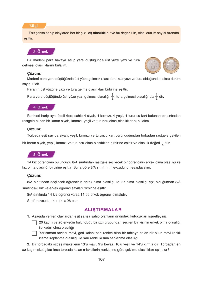 8. Sınıf Matematik Ders Kitabı Cevapları Ada Yayınları Sayfa 107