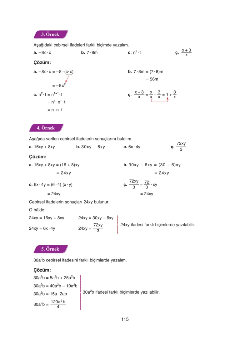 8. Sınıf Matematik Ders Kitabı Cevapları Ada Yayınları Sayfa 115