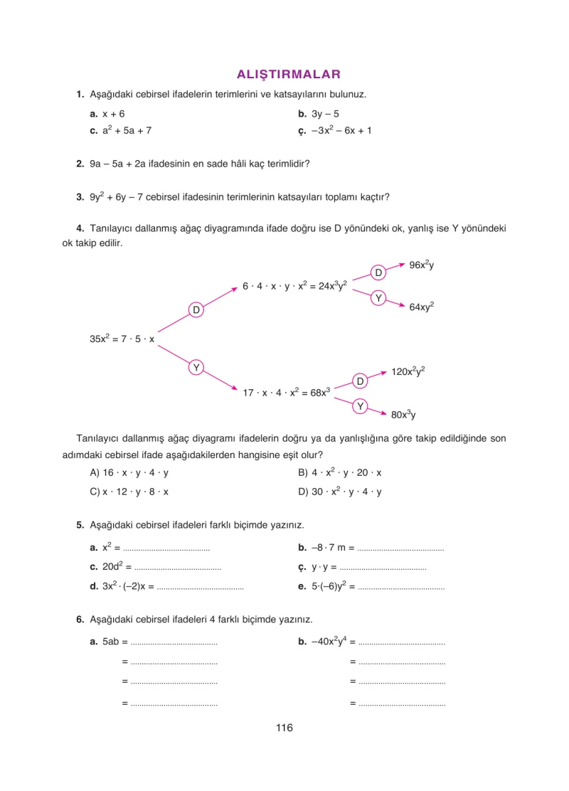 8. Sınıf Matematik Ders Kitabı Cevapları Ada Yayınları Sayfa 116
