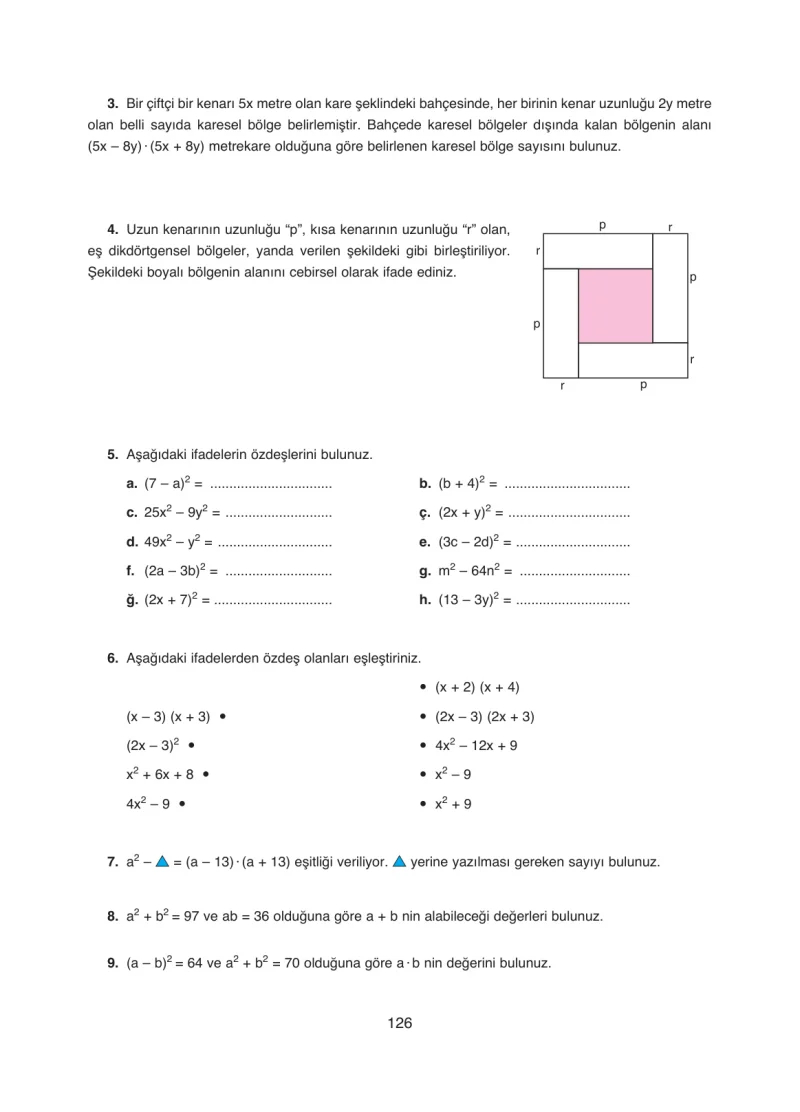 8. Sınıf Matematik Ders Kitabı Cevapları Ada Yayınları Sayfa 126