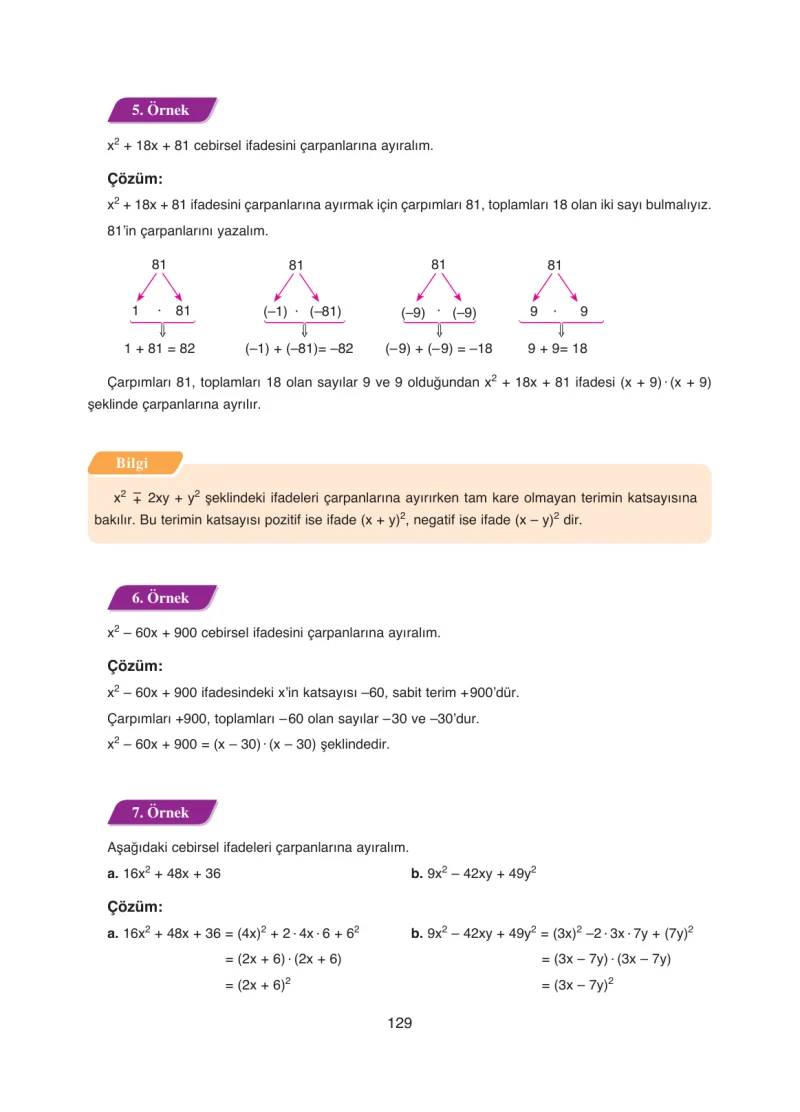 8. Sınıf Matematik Ders Kitabı Cevapları Ada Yayınları Sayfa 129