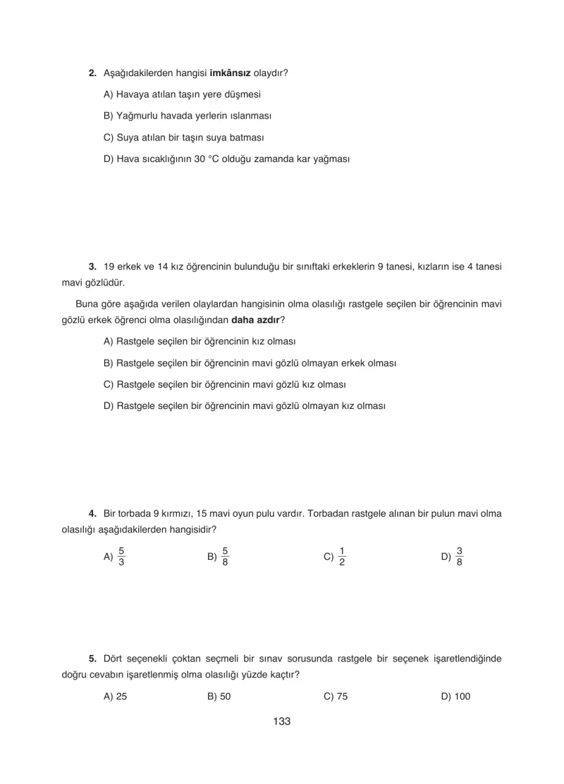 8. Sınıf Matematik Ders Kitabı Cevapları Ada Yayınları Sayfa 133