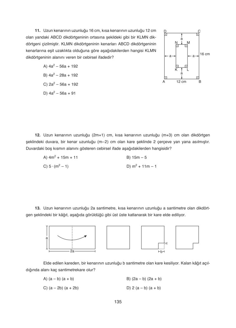 8. Sınıf Matematik Ders Kitabı Cevapları Ada Yayınları Sayfa 135