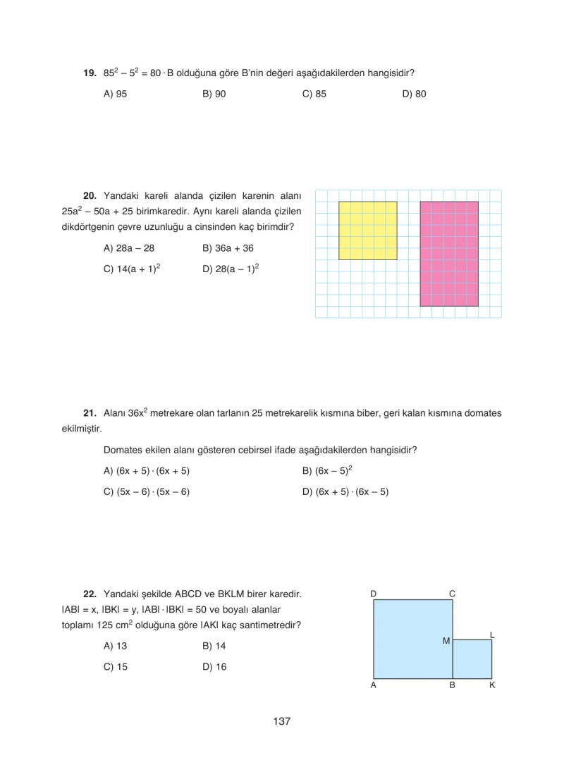 8. Sınıf Matematik Ders Kitabı Cevapları Ada Yayınları Sayfa 137