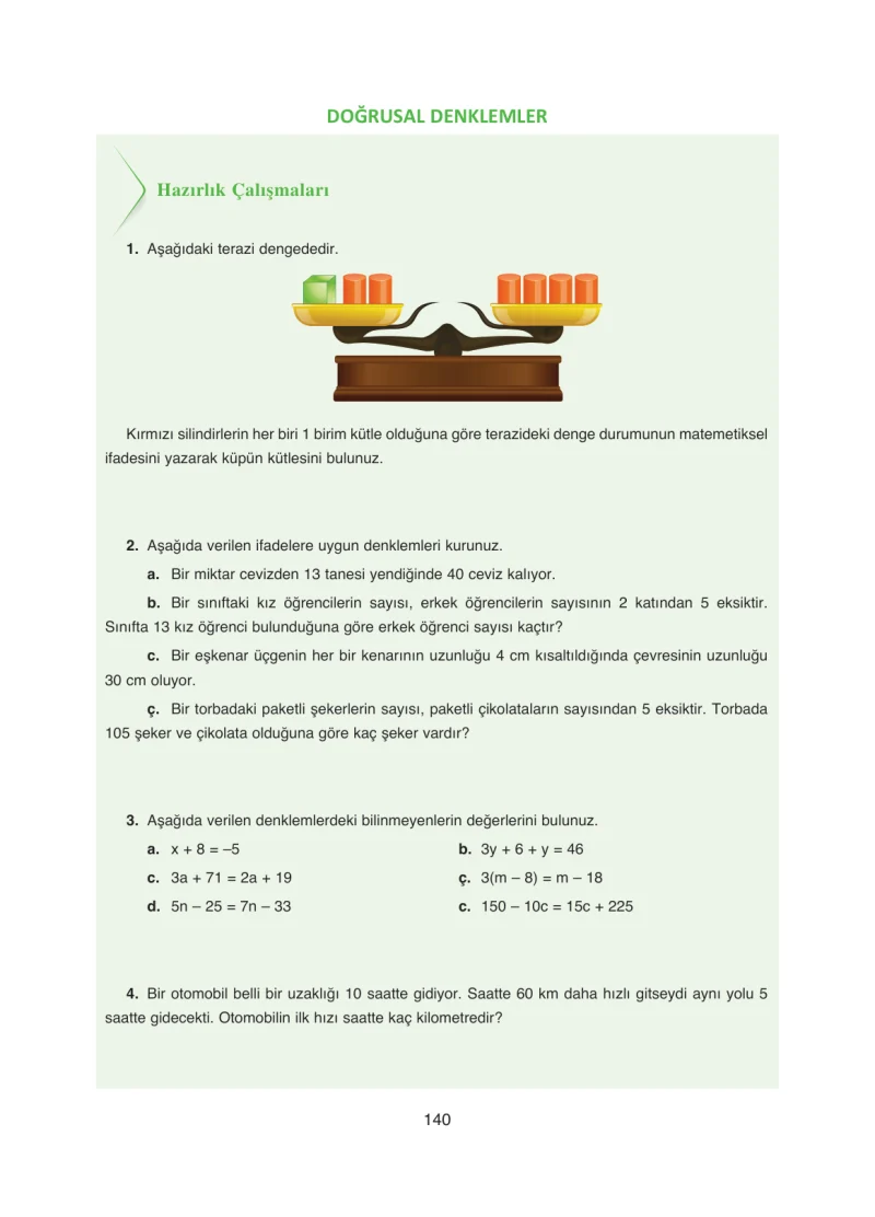 8. Sınıf Matematik Ders Kitabı Cevapları Ada Yayınları Sayfa 140
