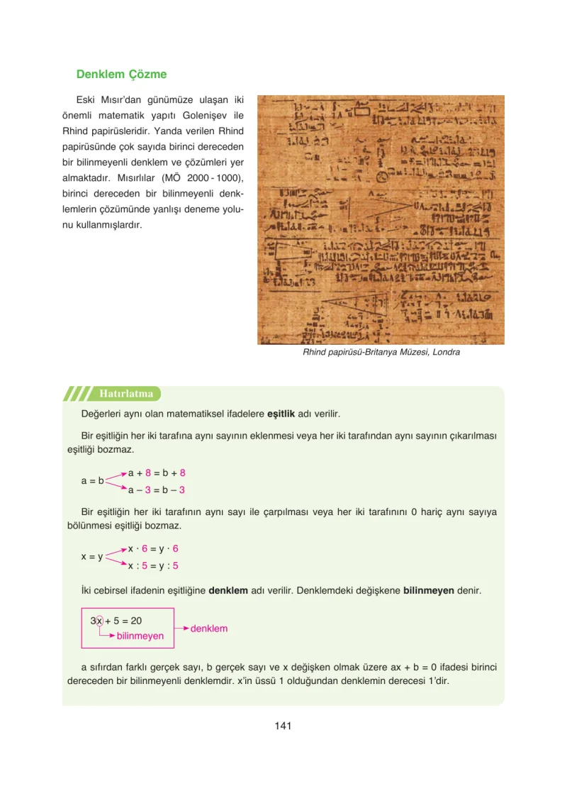 8. Sınıf Matematik Ders Kitabı Cevapları Ada Yayınları Sayfa 141
