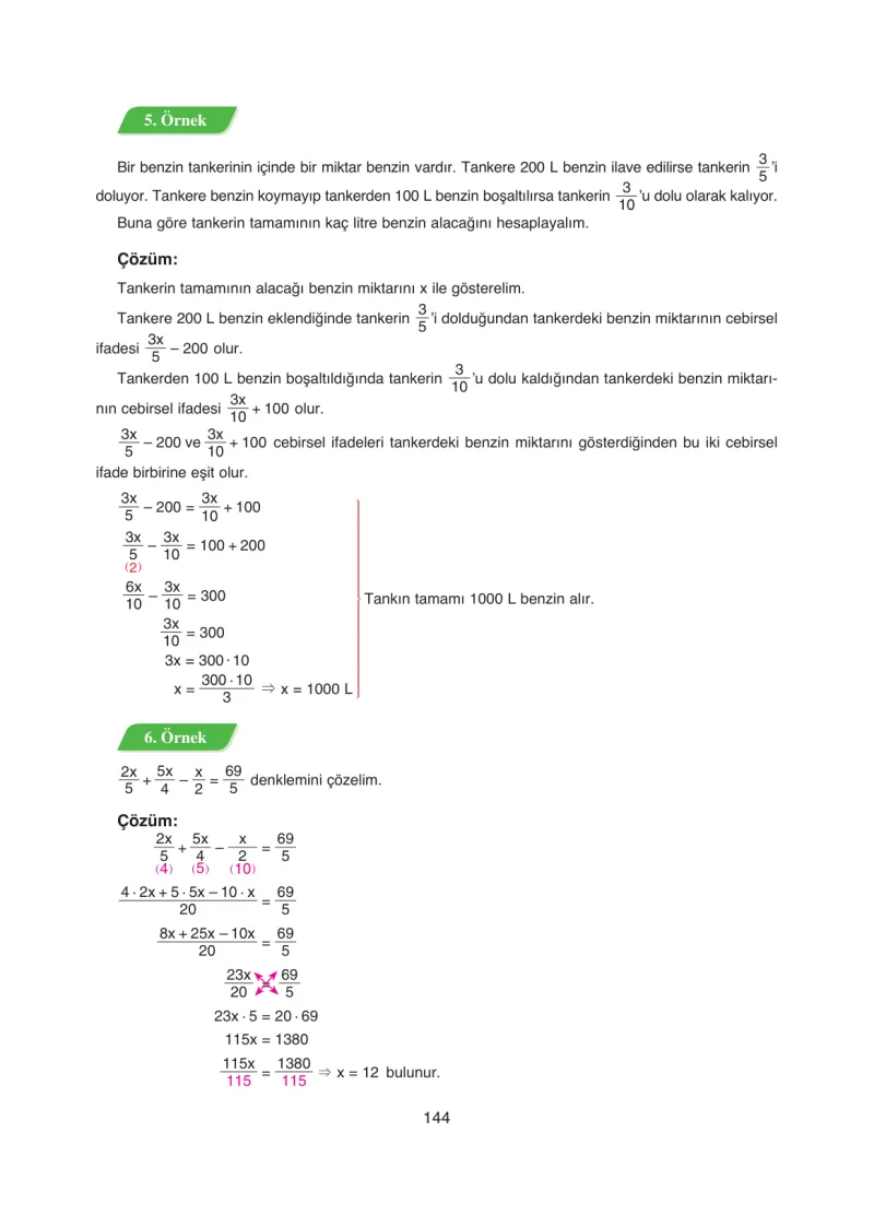 8. Sınıf Matematik Ders Kitabı Cevapları Ada Yayınları Sayfa 144