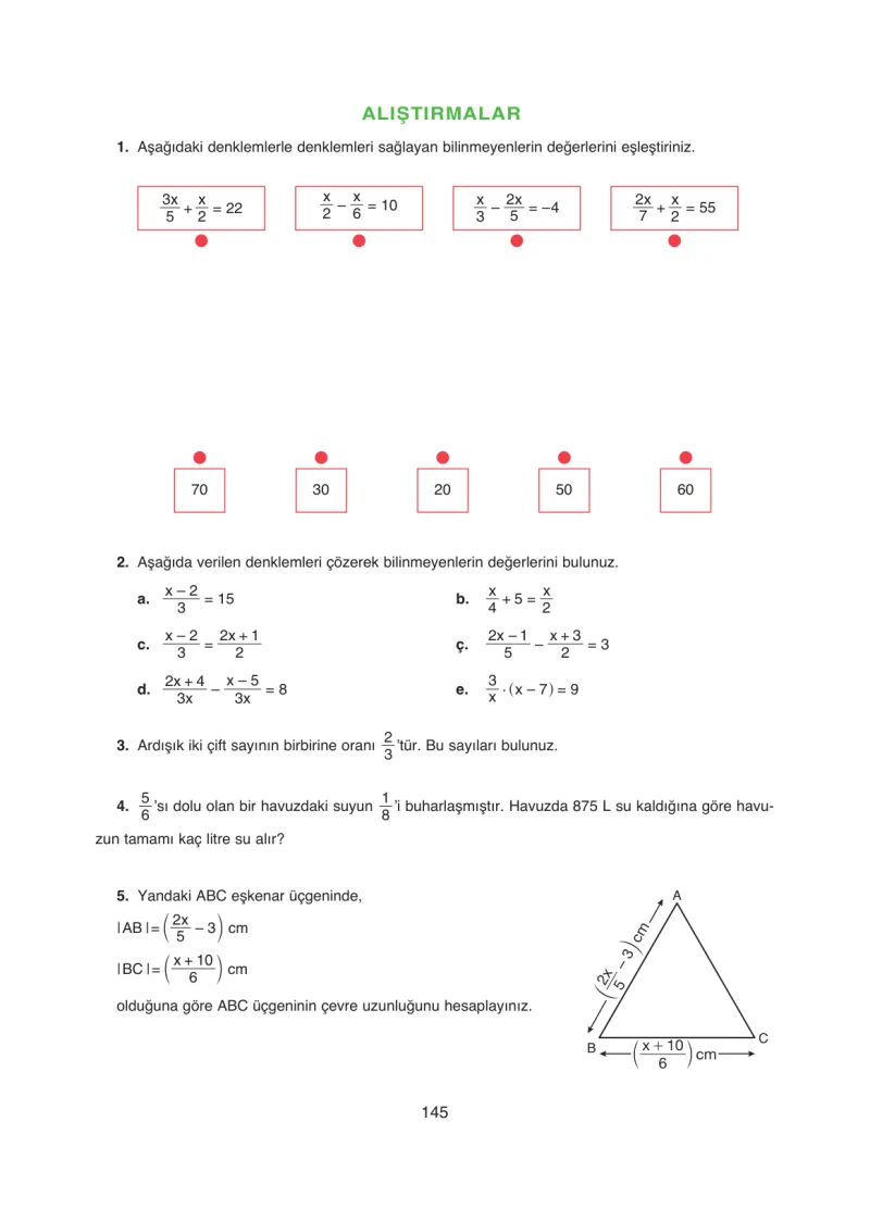 8. Sınıf Matematik Ders Kitabı Cevapları Ada Yayınları Sayfa 145