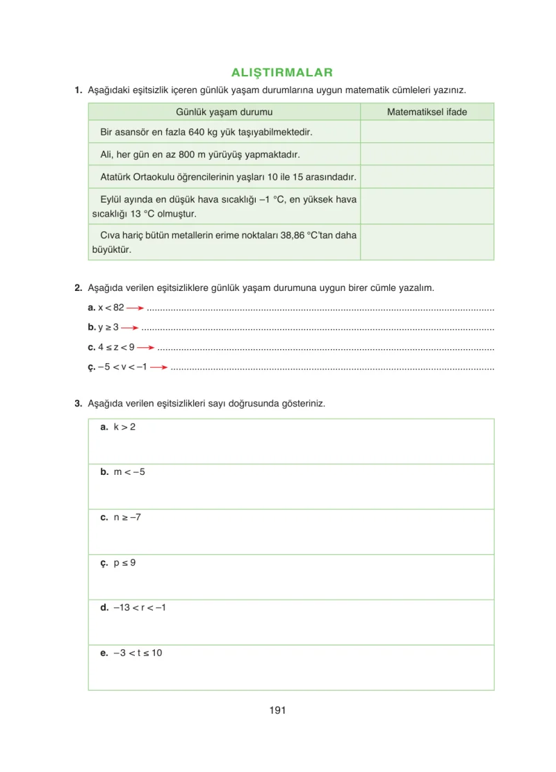 8. Sınıf Matematik Ders Kitabı Cevapları Ada Yayınları Sayfa 191