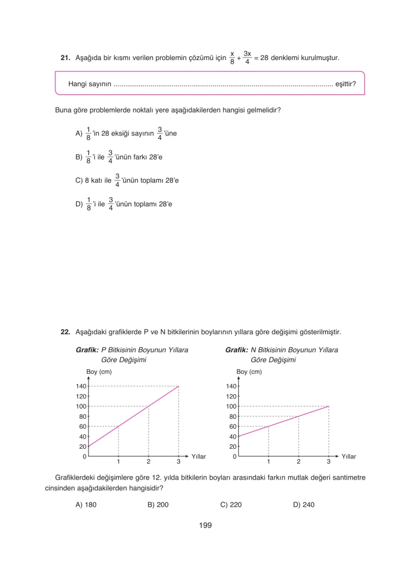 8. Sınıf Matematik Ders Kitabı Cevapları Ada Yayınları Sayfa 199