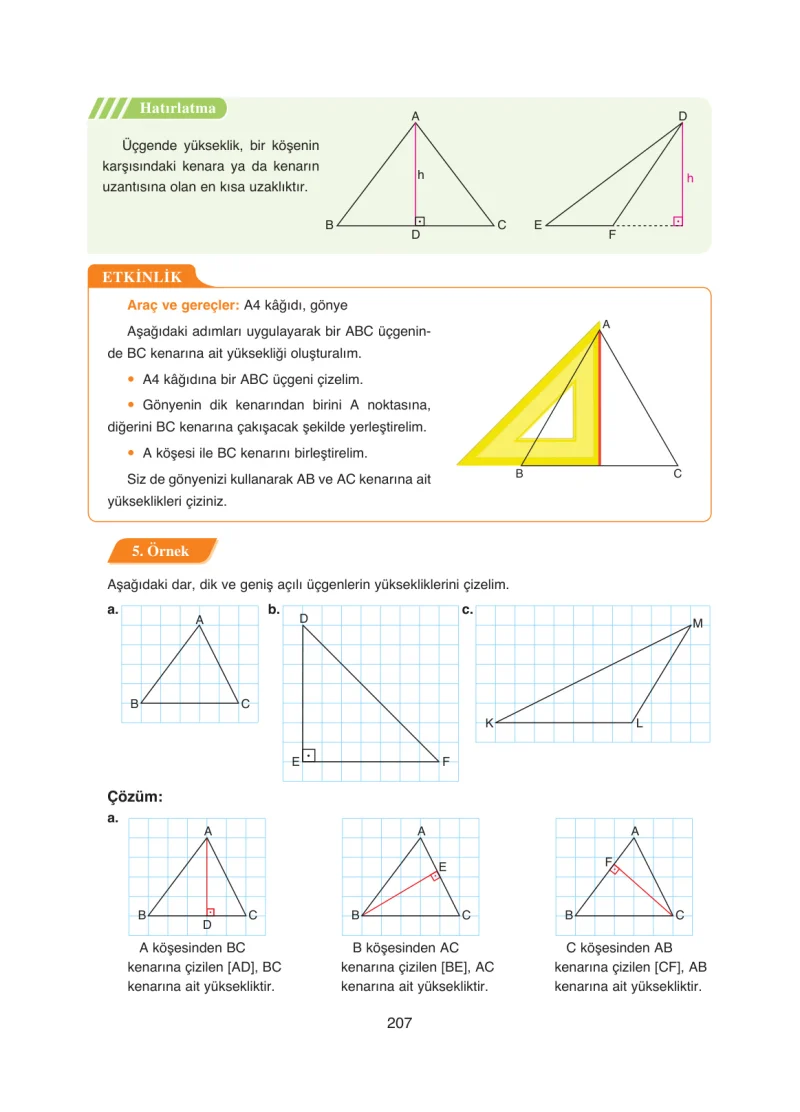 8. Sınıf Matematik Ders Kitabı Cevapları Ada Yayınları Sayfa 207