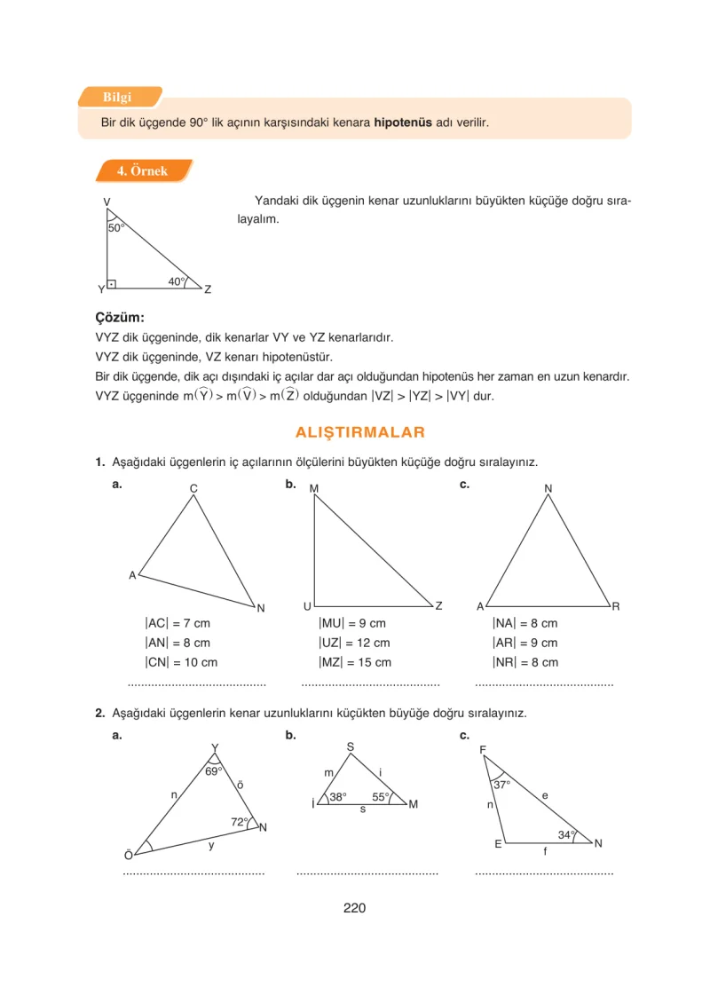 8. Sınıf Matematik Ders Kitabı Cevapları Ada Yayınları Sayfa 220