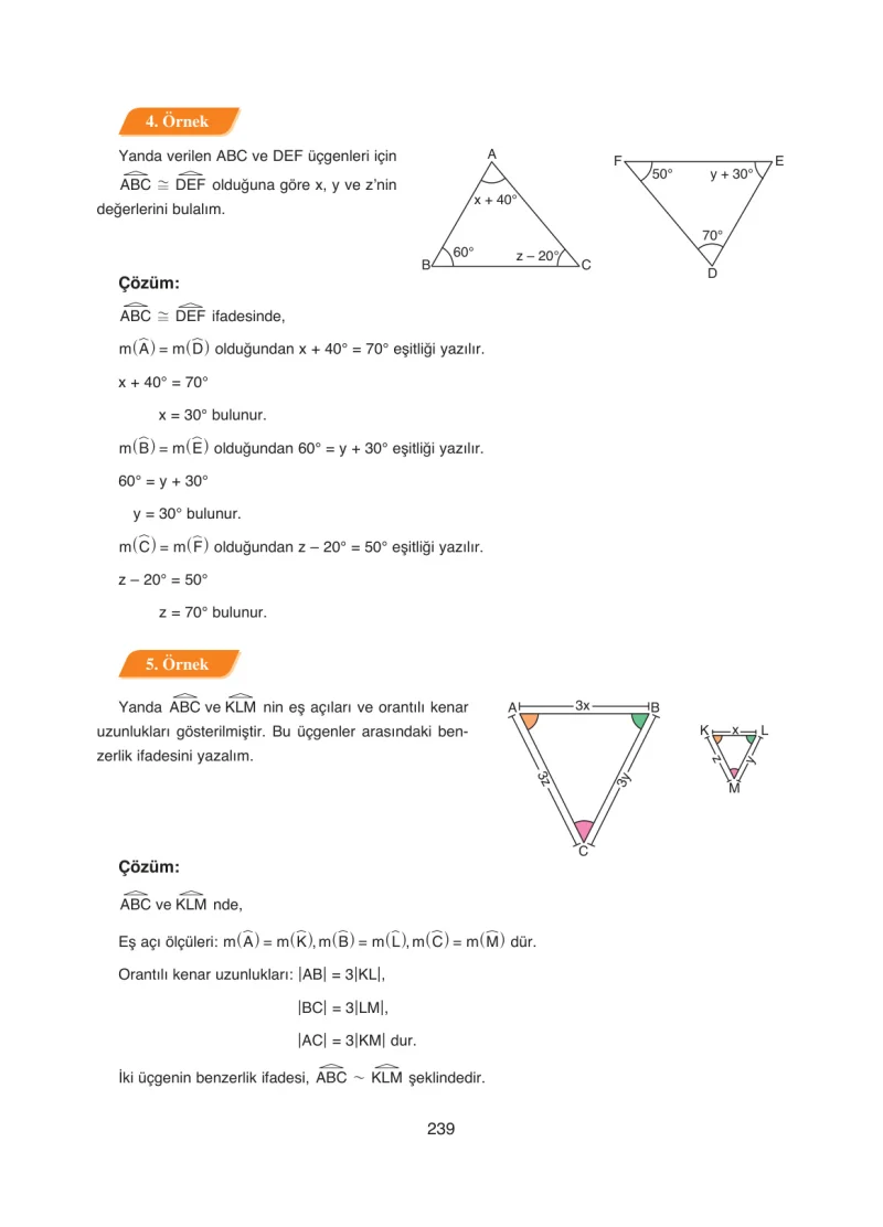8. Sınıf Matematik Ders Kitabı Cevapları Ada Yayınları Sayfa 239