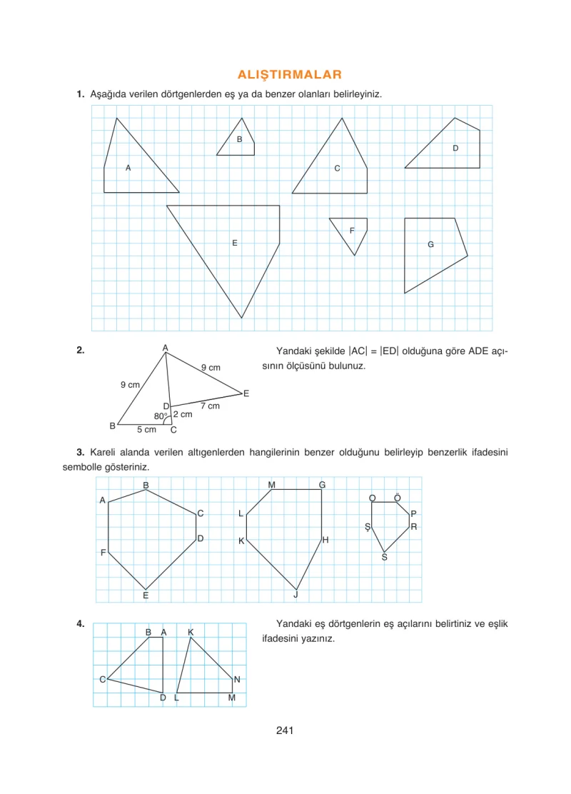 8. Sınıf Matematik Ders Kitabı Cevapları Ada Yayınları Sayfa 241