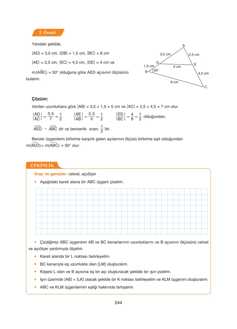 8. Sınıf Matematik Ders Kitabı Cevapları Ada Yayınları Sayfa 244