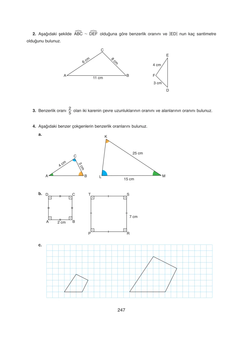 8. Sınıf Matematik Ders Kitabı Cevapları Ada Yayınları Sayfa 247
