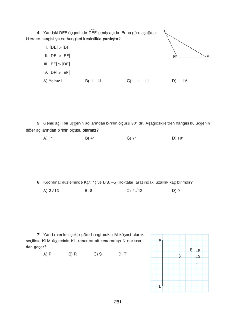 8. Sınıf Matematik Ders Kitabı Cevapları Ada Yayınları Sayfa 251