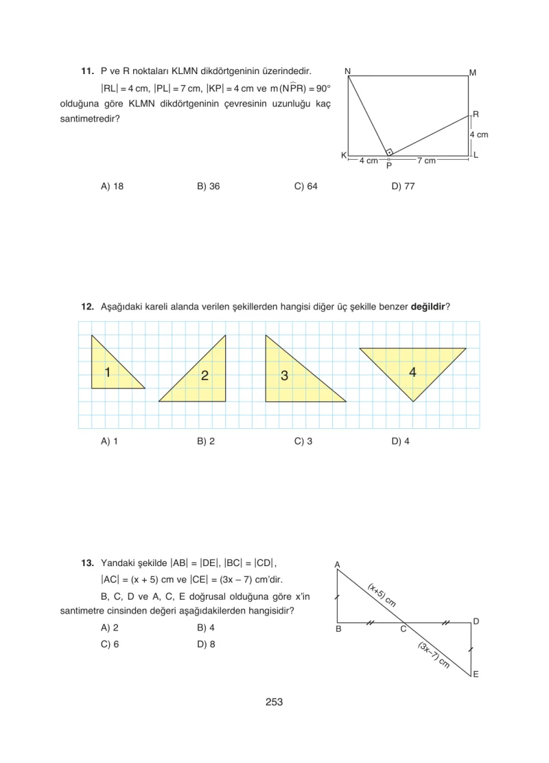8. Sınıf Matematik Ders Kitabı Cevapları Ada Yayınları Sayfa 253