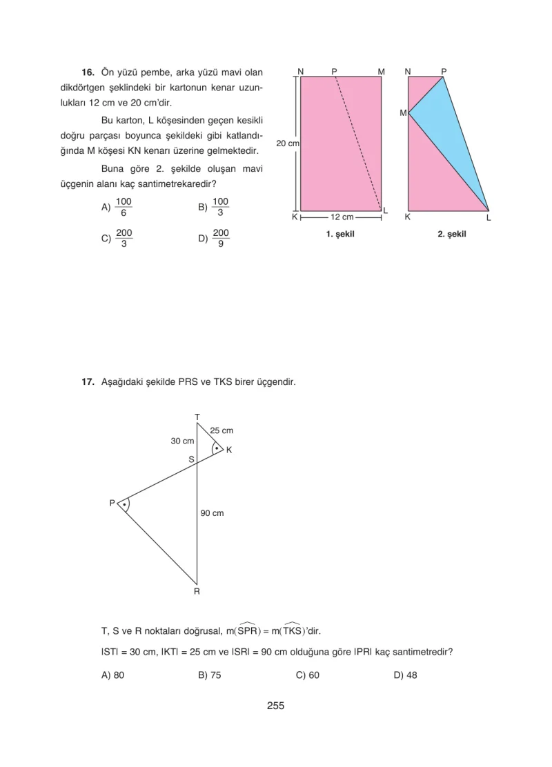 8. Sınıf Matematik Ders Kitabı Cevapları Ada Yayınları Sayfa 255