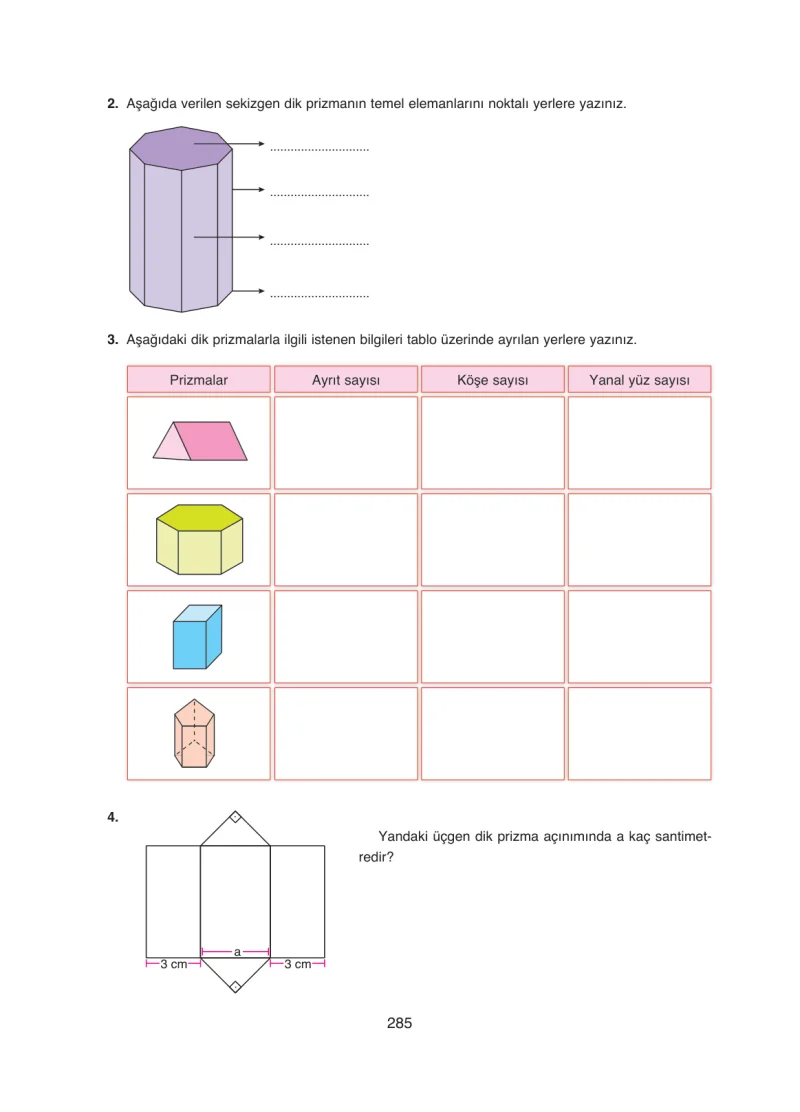8. Sınıf Matematik Ders Kitabı Cevapları Ada Yayınları Sayfa 285