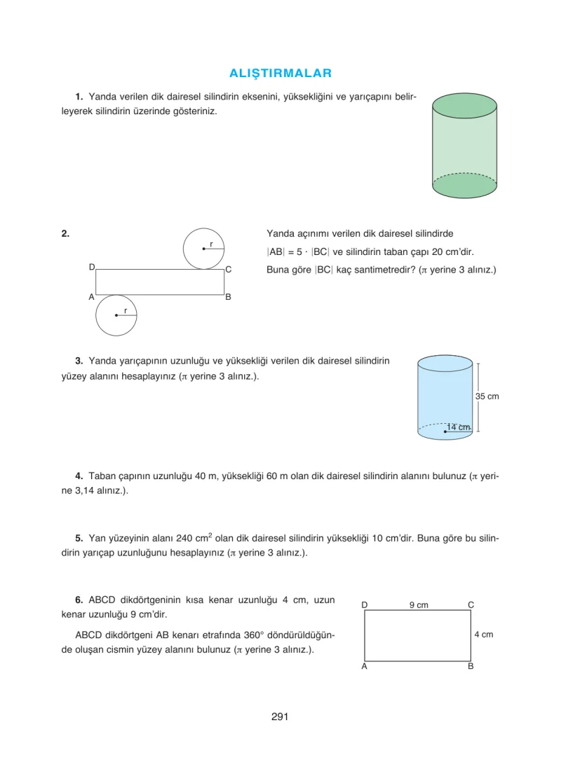 8. Sınıf Matematik Ders Kitabı Cevapları Ada Yayınları Sayfa 291